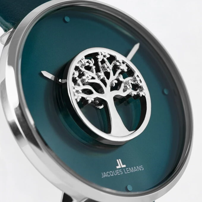 Montre Classique Femme - Design Collection, Cuir, Verre Crystex, 5 ATM, 36 mm - Jacques Lemans - Vert - 1-2092E