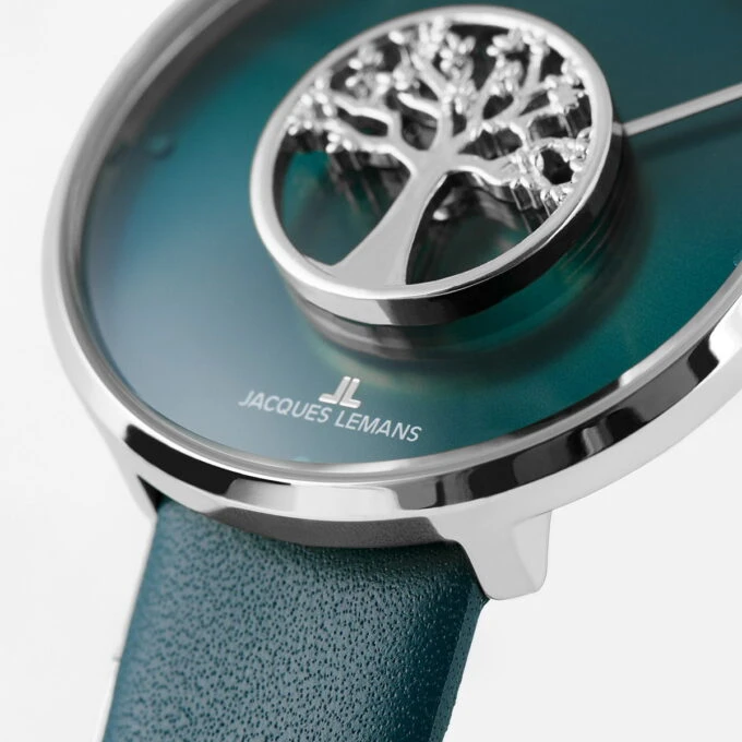 Montre Classique Femme - Design Collection, Cuir, Verre Crystex, 5 ATM, 36 mm - Jacques Lemans - Vert - 1-2092E