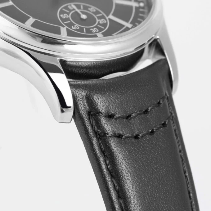 Montre Quartz Homme - Jacques Lemans – acier inoxydable, Cadran Noir, bracelet cuir, verre minéral, étanche 10 bar, date, 41 mm - 1-2197A