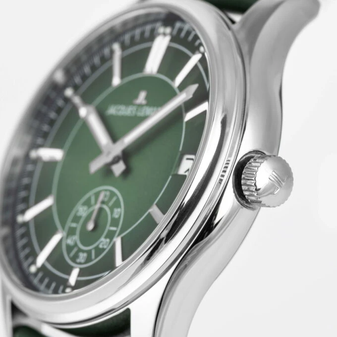 Montre Quartz Homme - Jacques Lemans – acier inoxydable, cadran vert, bracelet cuir, verre minéral, étanche 10 bar, date, 41 mm - 1-2197C
