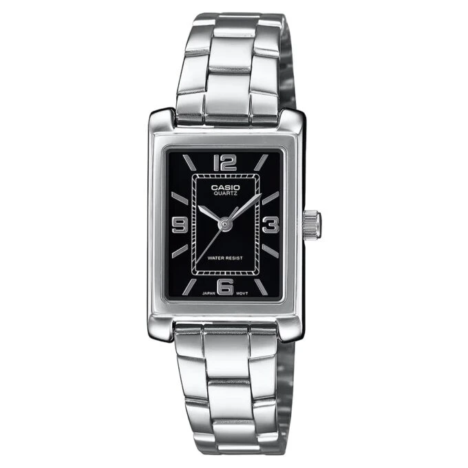 montre classique casio femme design Élégant, bracelet acier inoxydable, résistance à leau, mouvement quartz acier argent référence ltp 1234dd 1adf