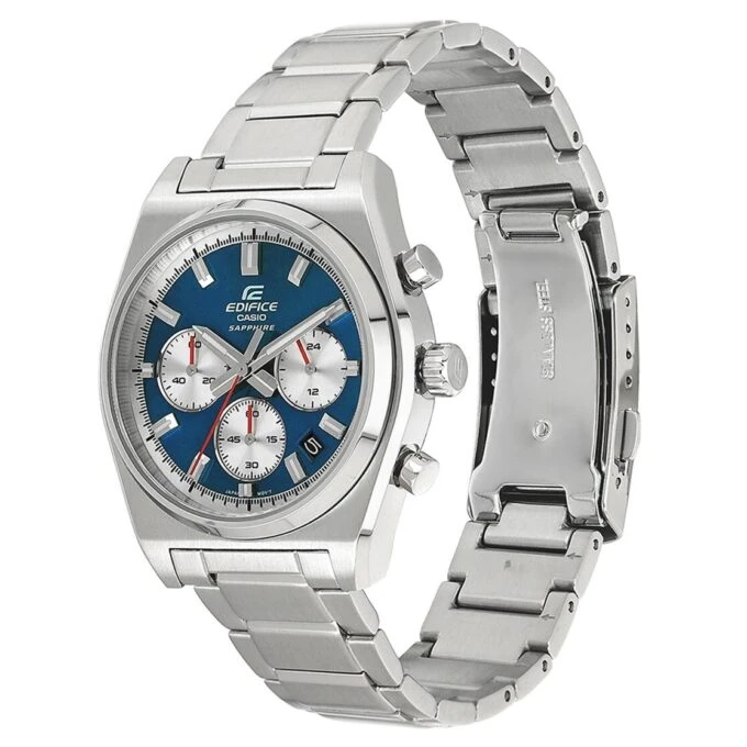 montre classique homme casio efb 730d 2avudf – acier inoxydable, bracelet métal, Étanche, design Élégant – bleu argent – référence efb 730d 2avudf