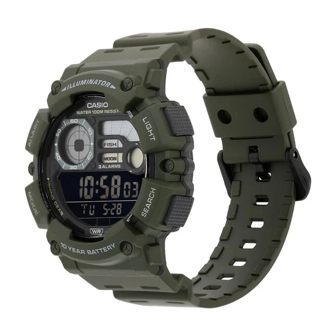 Montre CASIO - Montre numérique pour Jeunes, Hommes et Femmes - WS -1500H-3BVDF - Double Fuseau Horaire - Vert