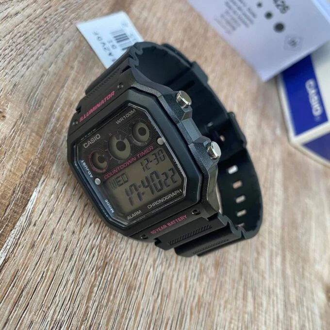 Montre Homme Casio - AE-1300WH-1A2VDF - Heure Mondiale 29 Fuseaux, Chronomètre, Minuterie, Alarme - Résine - Noir