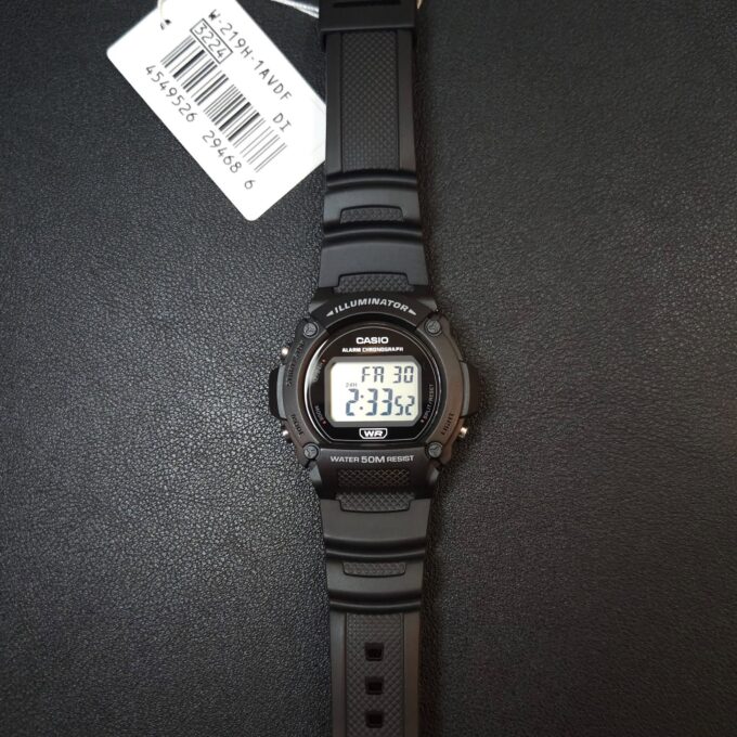 Montre CASIO Homme - Bracelet Noir En Resine - Boitier En Resine - Résistante à l'eau - 12 Mois De Garantie - W-219H-1AVDF