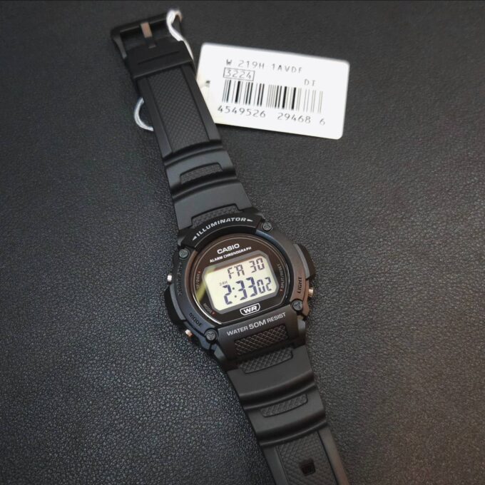 Montre CASIO Homme - Bracelet Noir En Resine - Boitier En Resine - Résistante à l'eau - 12 Mois De Garantie - W-219H-1AVDF