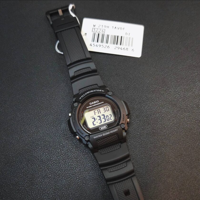 montre casio homme bracelet noir en resine boitier en resine résistante à l'eau 12 mois de garantie w 219h 1avdf