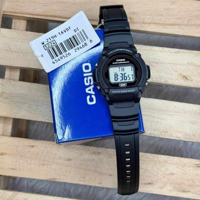 Montre CASIO Homme - Bracelet Noir En Resine - Boitier En Resine - Résistante à l'eau - 12 Mois De Garantie - W-219H-1AVDF