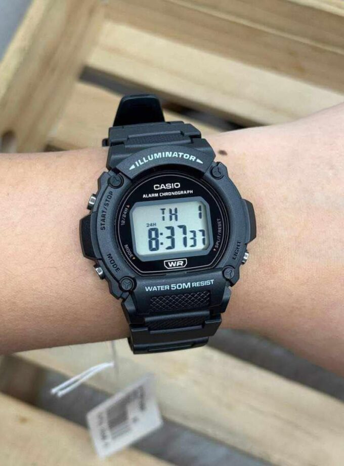 Montre CASIO Homme - Bracelet Noir En Resine - Boitier En Resine - Résistante à l'eau - 12 Mois De Garantie - W-219H-1AVDF