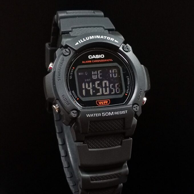 Montre CASIO Homme - W-219H-8BVDF - Bracelet Noir En Resine - Boitier En Resine - Résistante à l'eau - 12 Mois De Garantie