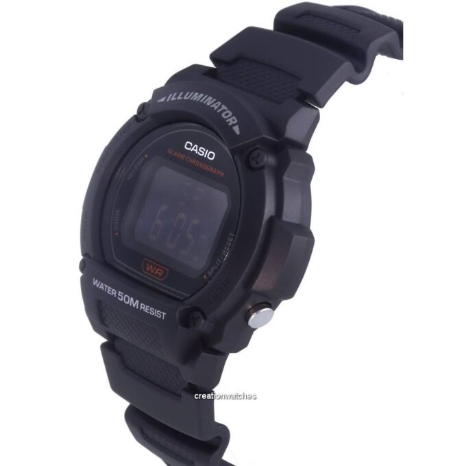 Montre CASIO Homme - W-219H-8BVDF - Bracelet Noir En Resine - Boitier En Resine - Résistante à l'eau - 12 Mois De Garantie