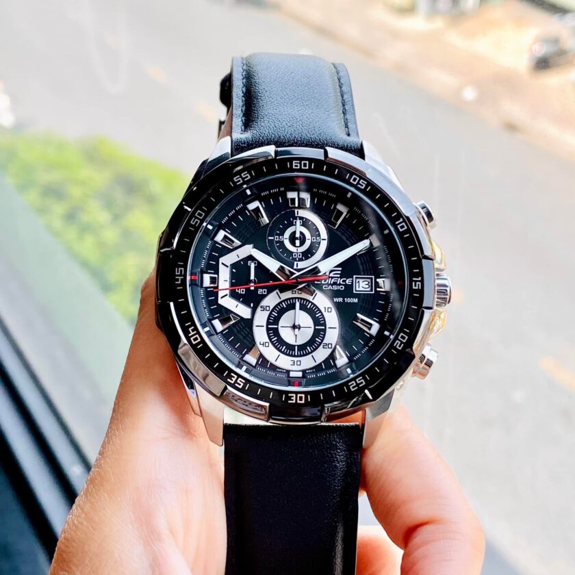 montre casio efr 539l 1avudf chronographe bracelet en cuir garantie 12 mois