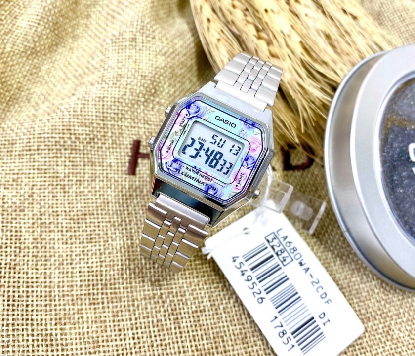 montre casio femme bracelet gris en acier inoxydable cadran gris résistante à l'eau 12 mois de garantie la680wa 2cdf