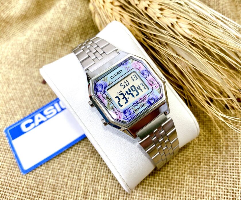montre casio femme bracelet gris en acier inoxydable cadran gris résistante à l'eau 12 mois de garantie la680wa 2cdf