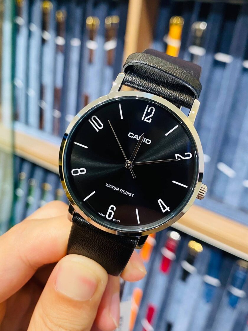 montre casio homme mtp vt01l 1b2udf bracelet noir en cuir véritable résistante à l'eau 12 mois de garantie