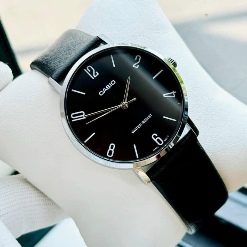 montre casio homme mtp vt01l 1b2udf bracelet noir en cuir véritable résistante à l'eau 12 mois de garantie