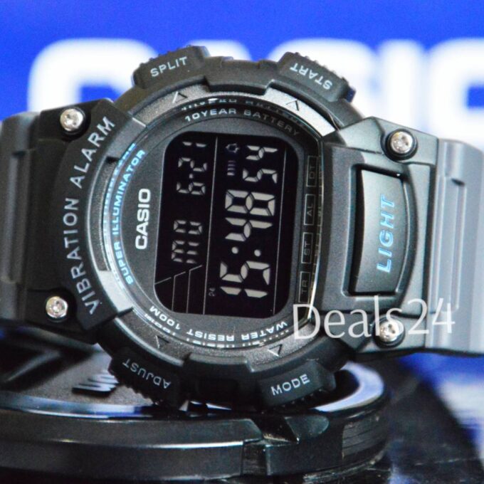 Montre Homme - Casio - Digital, Alarme Vibration, Étanche 100M, LED, Longue Autonomie - Résine - Noir - W-736H-8BVDF