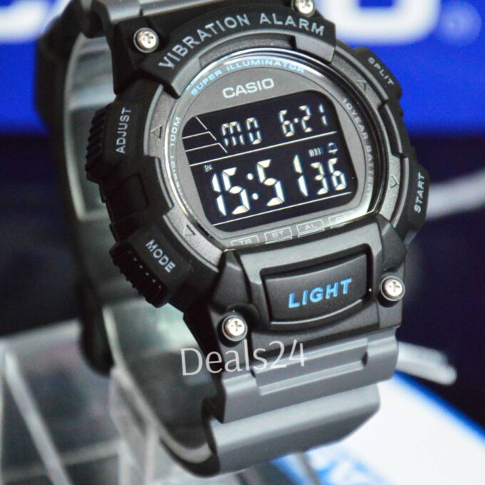 Montre Homme - Casio - Digital, Alarme Vibration, Étanche 100M, LED, Longue Autonomie - Résine - Noir - W-736H-8BVDF
