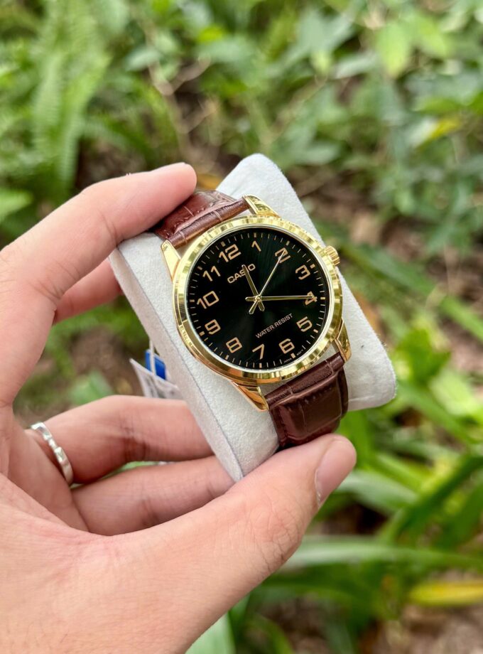 montre homme casio bracelet en cuir garantie 3 ans mtp v001gl 1budf