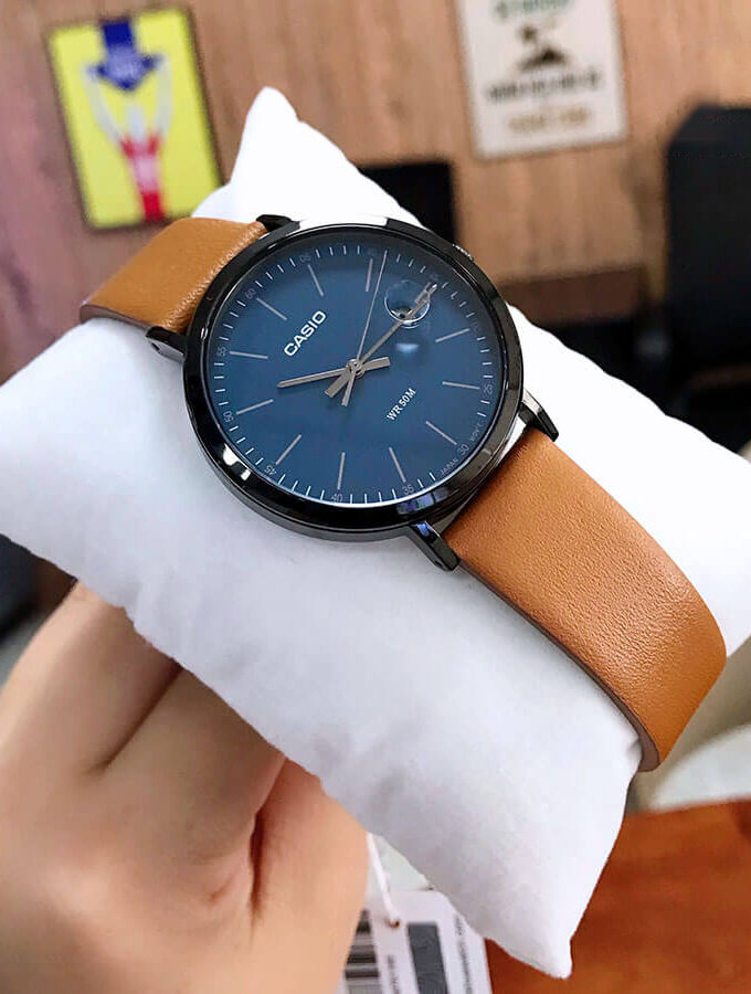 montre casio homme mtp e175bl 2evdf bracelet marron en cuir véritable résistante à l'eau 12 mois de garantie