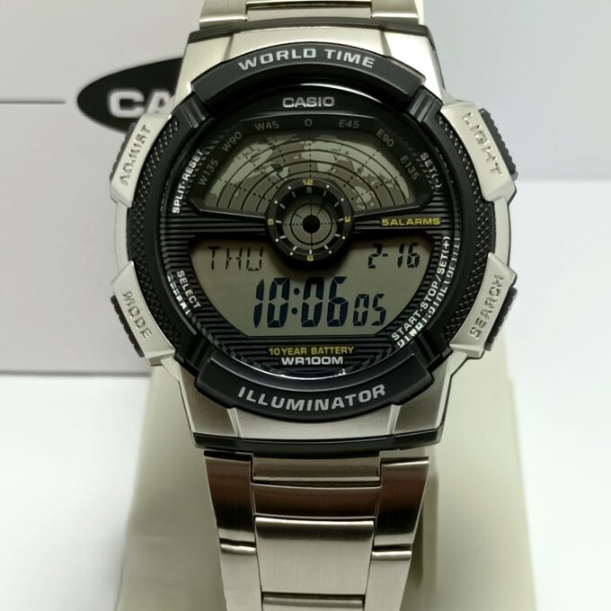 Montre Homme Casio - AE-1100WD-1AVDF - Bracelet en Acier Inoxydable - Affichage Numérique - Résistant à l'eau