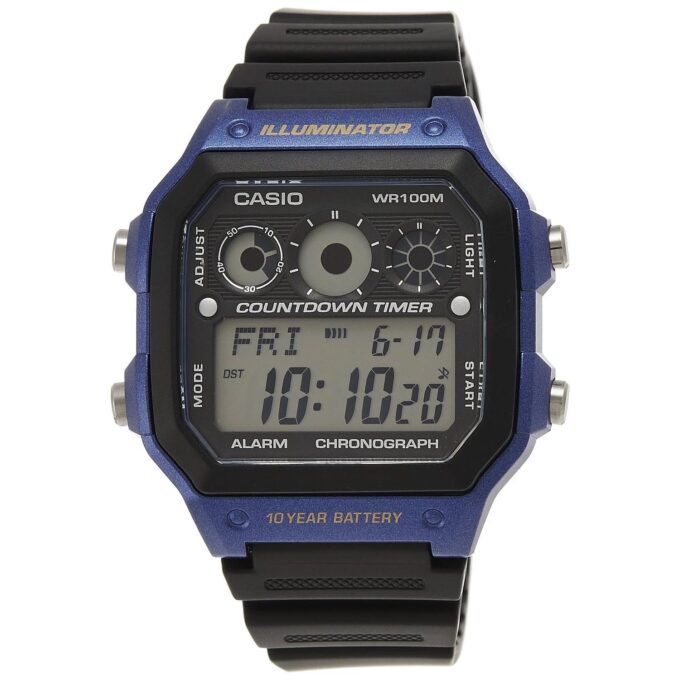 Montre CASIO Homme - AE-1300WH-2AVDF - Bracelet Noir En Résine - Résistante à l'eau - 12 Mois De Garantie