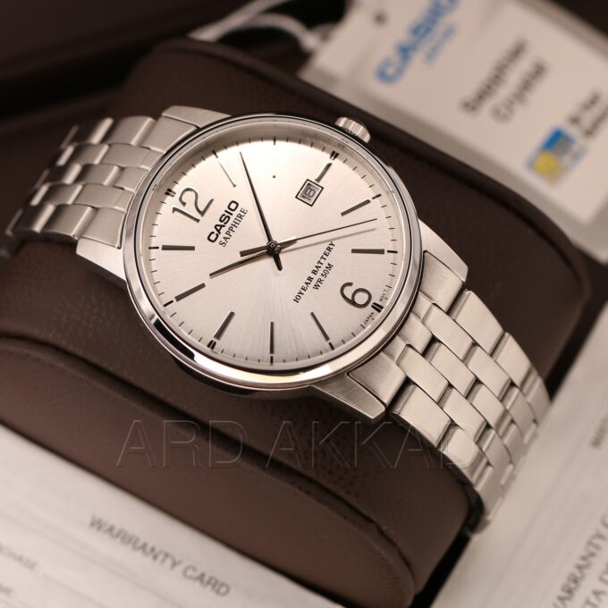 Montre Hommes Casio - MTS-110D-7AVDF- Bracelet en Acier Inoxydable - Dateur - Affichage analogique - Résistant à l'eau - Verre Saphir