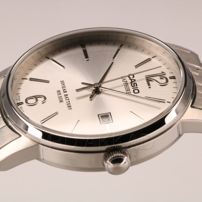 Montre Hommes Casio - MTS-110D-7AVDF- Bracelet en Acier Inoxydable - Dateur - Affichage analogique - Résistant à l'eau - Verre Saphir