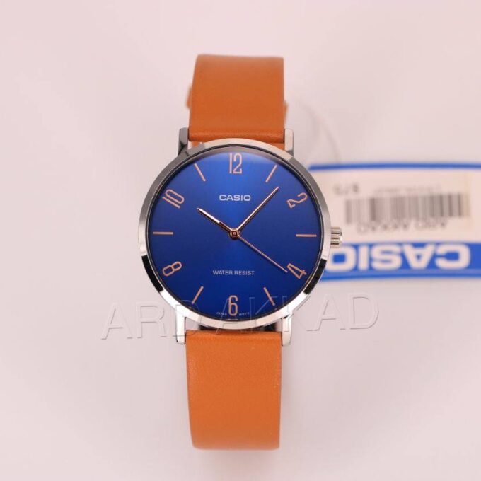 Montre CASIO Homme - MTP-VT01L-2B2UDF - Bracelet Brun En Cuir Véritable - Résistante à l'eau - 12 Mois De Garantie