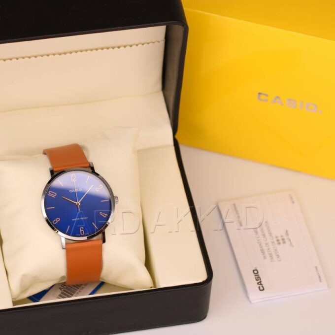 Montre CASIO Homme - MTP-VT01L-2B2UDF - Bracelet Brun En Cuir Véritable - Résistante à l'eau - 12 Mois De Garantie