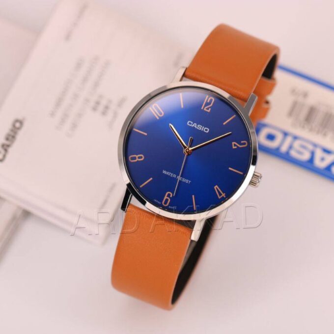 Montre CASIO Homme - MTP-VT01L-2B2UDF - Bracelet Brun En Cuir Véritable - Résistante à l'eau - 12 Mois De Garantie