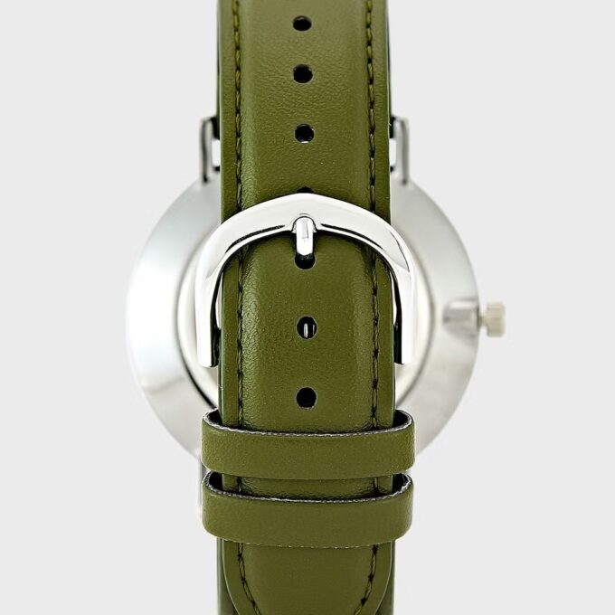 Montre CASIO Homme - MTP-VT01L-3BUDF - Bracelet Vert En Cuir Véritable - Cadran Gris - Résistante à l'eau - 12 Mois De Garantie