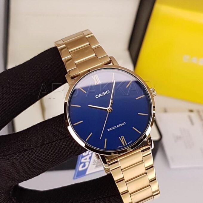 Montre CASIO Homme - MTP-VT01G-2BUDF - Bracelet Dorée En Acier Inoxydable - Résistante à l'eau - 12 Mois De Garantie