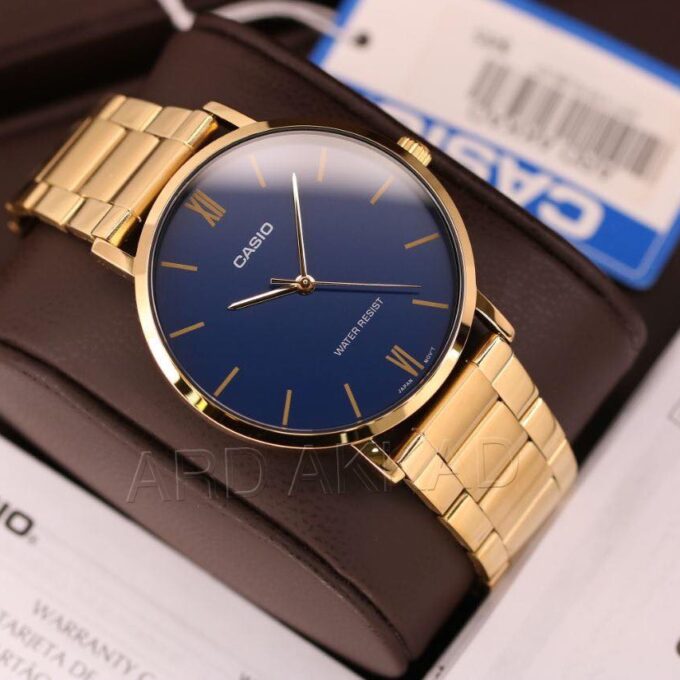 Montre CASIO Homme - MTP-VT01G-2BUDF - Bracelet Dorée En Acier Inoxydable - Résistante à l'eau - 12 Mois De Garantie