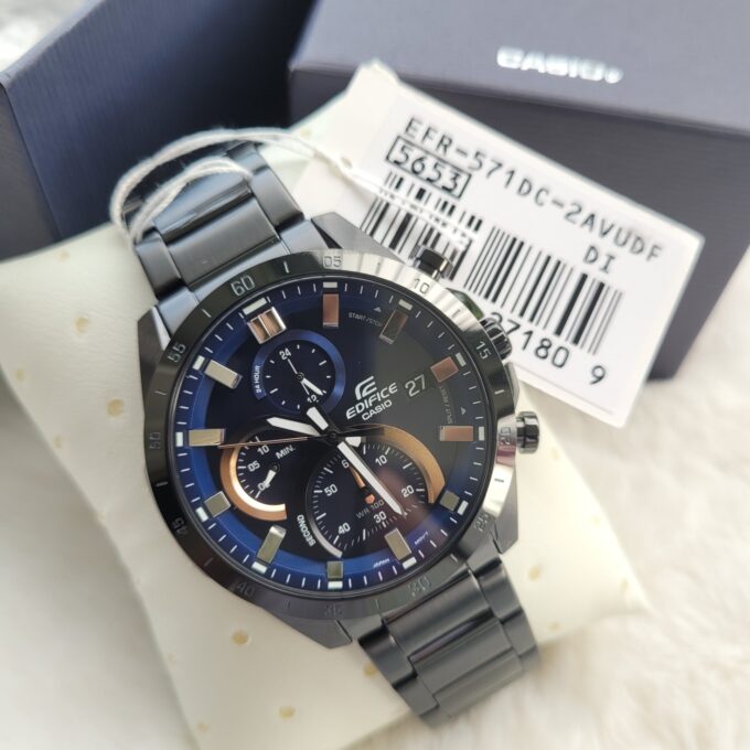 Montre Casio Edifice - EFR-571DC-2AVUDF - Bracelet en acier inoxydable noir - Chronographe - Résistant à l'eau