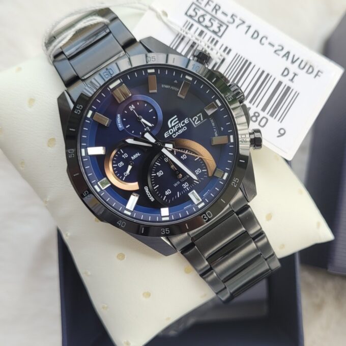 Montre Casio Edifice - EFR-571DC-2AVUDF - Bracelet en acier inoxydable noir - Chronographe - Résistant à l'eau