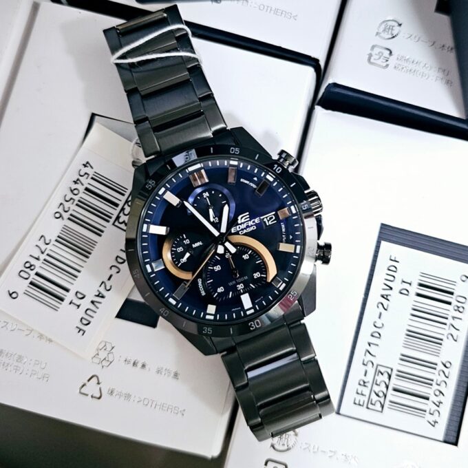 Montre Casio Edifice - EFR-571DC-2AVUDF - Bracelet en acier inoxydable noir - Chronographe - Résistant à l'eau