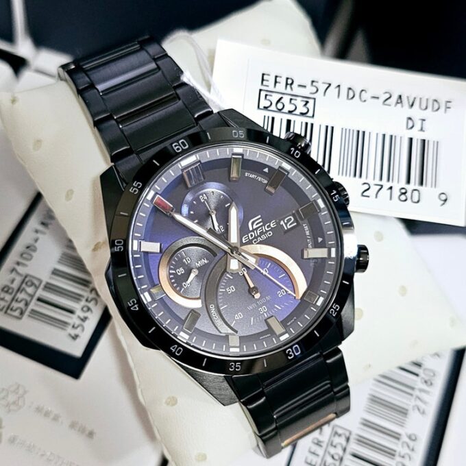 Montre Casio Edifice - EFR-571DC-2AVUDF - Bracelet en acier inoxydable noir - Chronographe - Résistant à l'eau