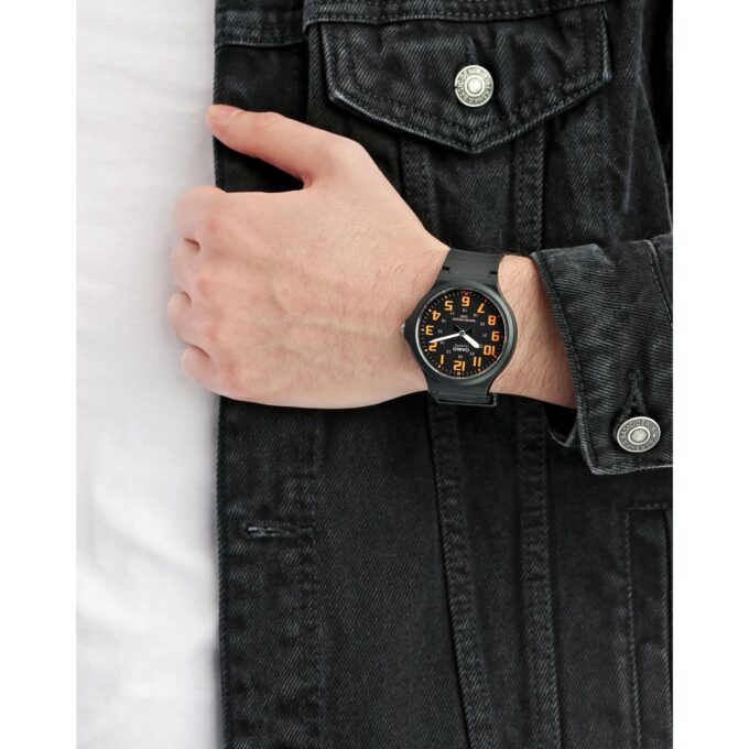Montre Homme CASIO MW-240-4BVDF - Bracelet en résine - Noir/Orange
