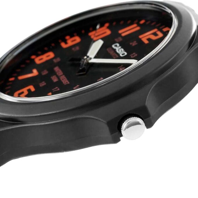 Montre Homme CASIO MW-240-4BVDF - Bracelet en résine - Noir/Orange