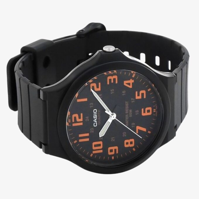 Montre Homme CASIO MW-240-4BVDF - Bracelet en résine - Noir/Orange