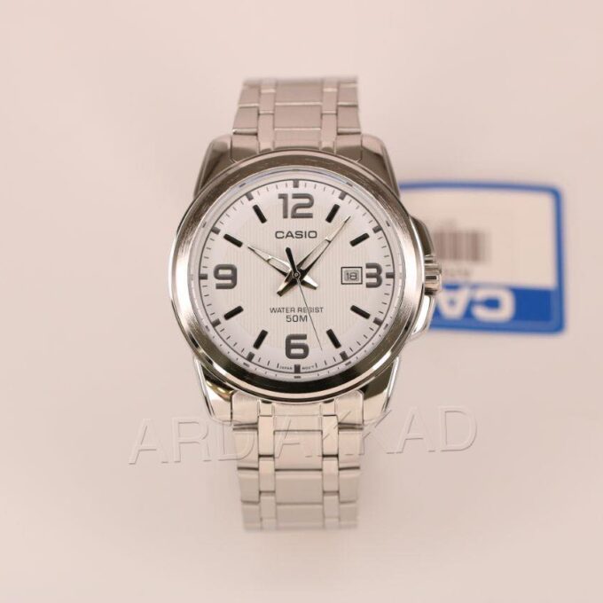 Montre CASIO Homme - MTP-1314D-7AVDF - Bracelet Gris En Acier Inoxydable - Cadran Blanc - 12 Mois De Garantie
