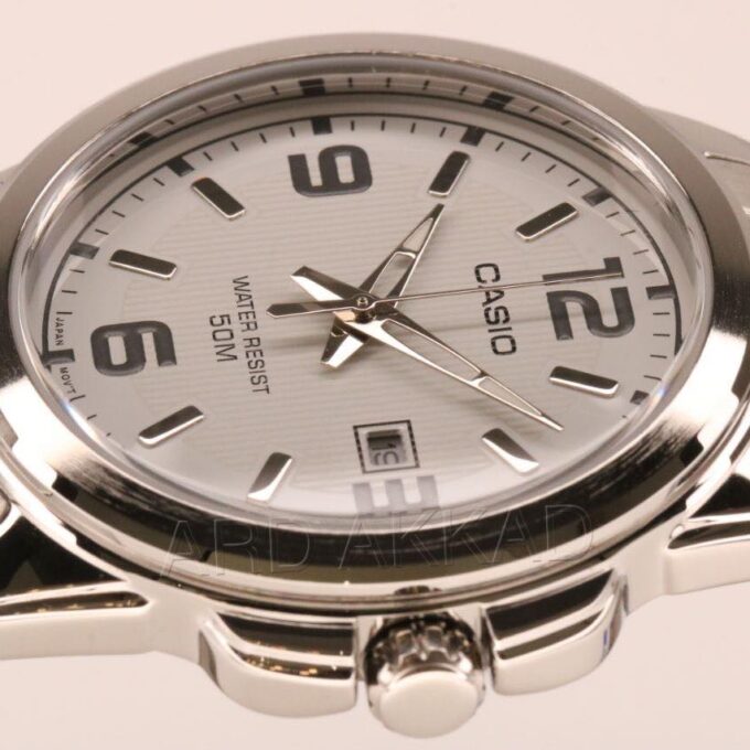 Montre CASIO Homme - MTP-1314D-7AVDF - Bracelet Gris En Acier Inoxydable - Cadran Blanc - 12 Mois De Garantie