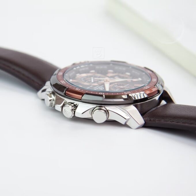 Montre CASIO Homme - EFR-539L-5AVUDF - Bracelet Marron En Cuir Véritable - Cadran Marron - 12 Mois De Garantie