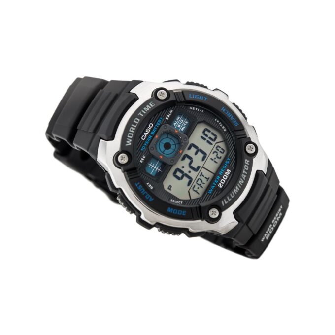 Montre CASIO Jeunesse - Bracelet Noir En Résine - Boitier En Resine - Résistante à l'eau - 12 Mois De Garantie - AE-2000W-1AVDF