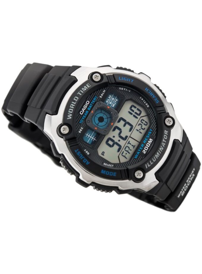 Montre CASIO Jeunesse - Bracelet Noir En Résine - Boitier En Resine - Résistante à l'eau - 12 Mois De Garantie - AE-2000W-1AVDF