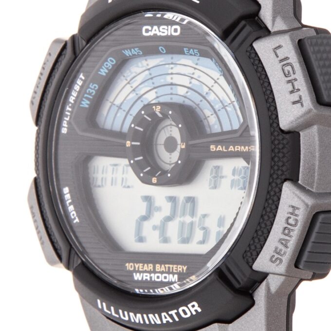 Montre CASIO Homme - AE-1100W-1AVDF - Bracelet Noir En Résine - Boitier En Résine - Résistante à l'eau - 12 Mois De Garantie
