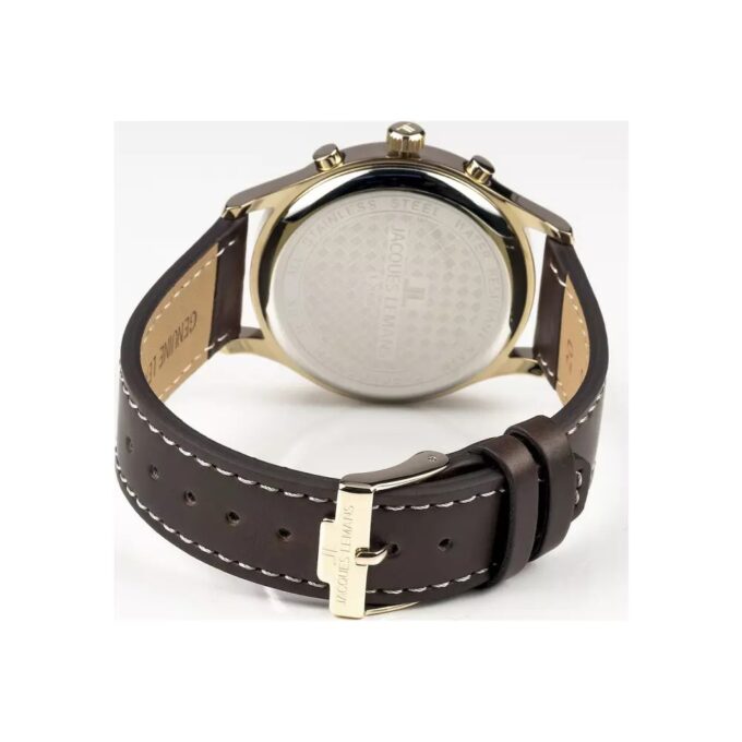 Montre Jacques Lemans Homme - 1-2068K - Bracelet En Cuir Véritable Marron - Cadran Bleu - Etanche - Garantie 12 mois