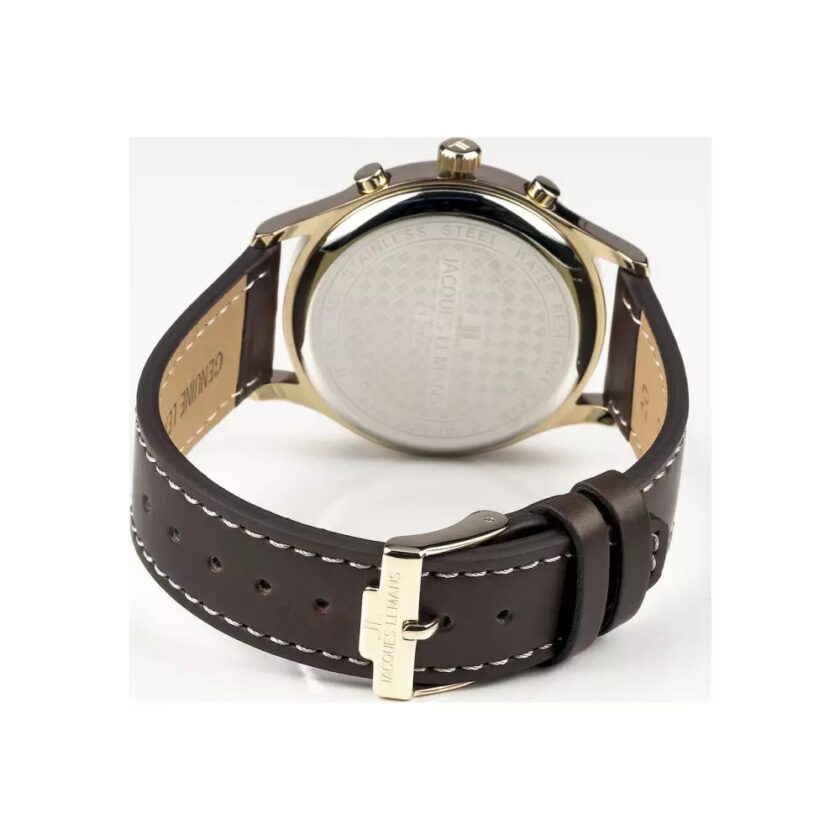 montre jacques lemans homme 1 2068k bracelet en cuir véritable marron cadran bleu etanche garantie 12 mois