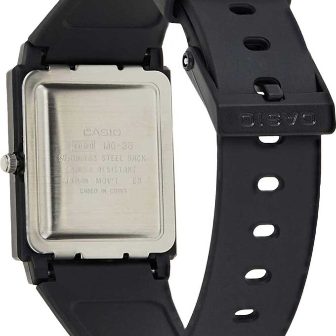 Montre CASIO Unisexe - Bracelet Noir En Resine - Boitier En Resine - Résistante à l'eau - 12 Mois De Garantie - MQ-38-1ADF